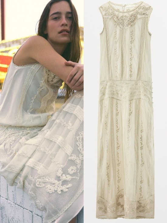 Zara Dresses & Skirts - NWT Zara ivory lace crochet embroidered maxi beaded long dress retail $399